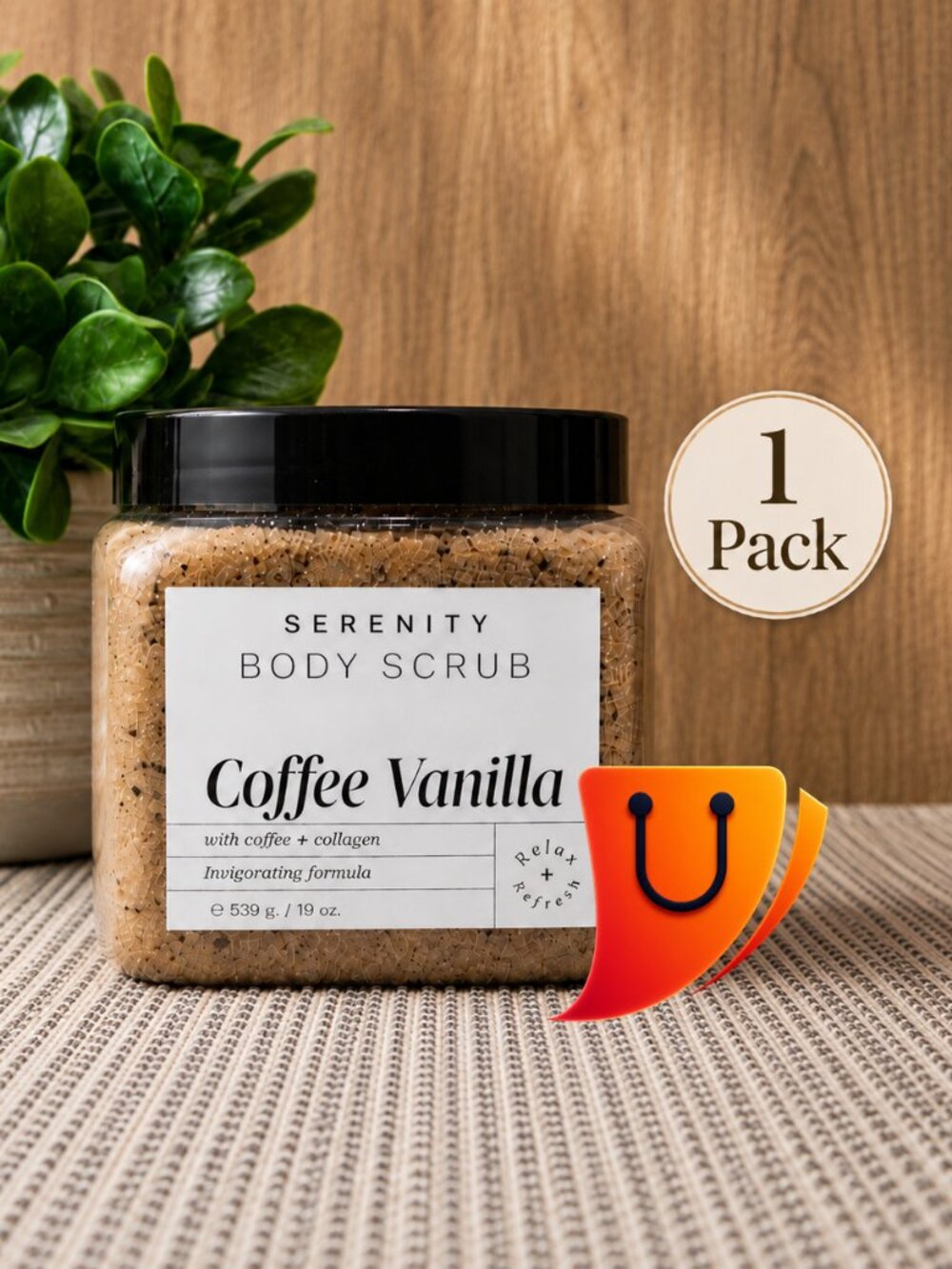 Serenity Body Scrub Coffee Vanilla with Coffee + Collagen (1 Pack)
